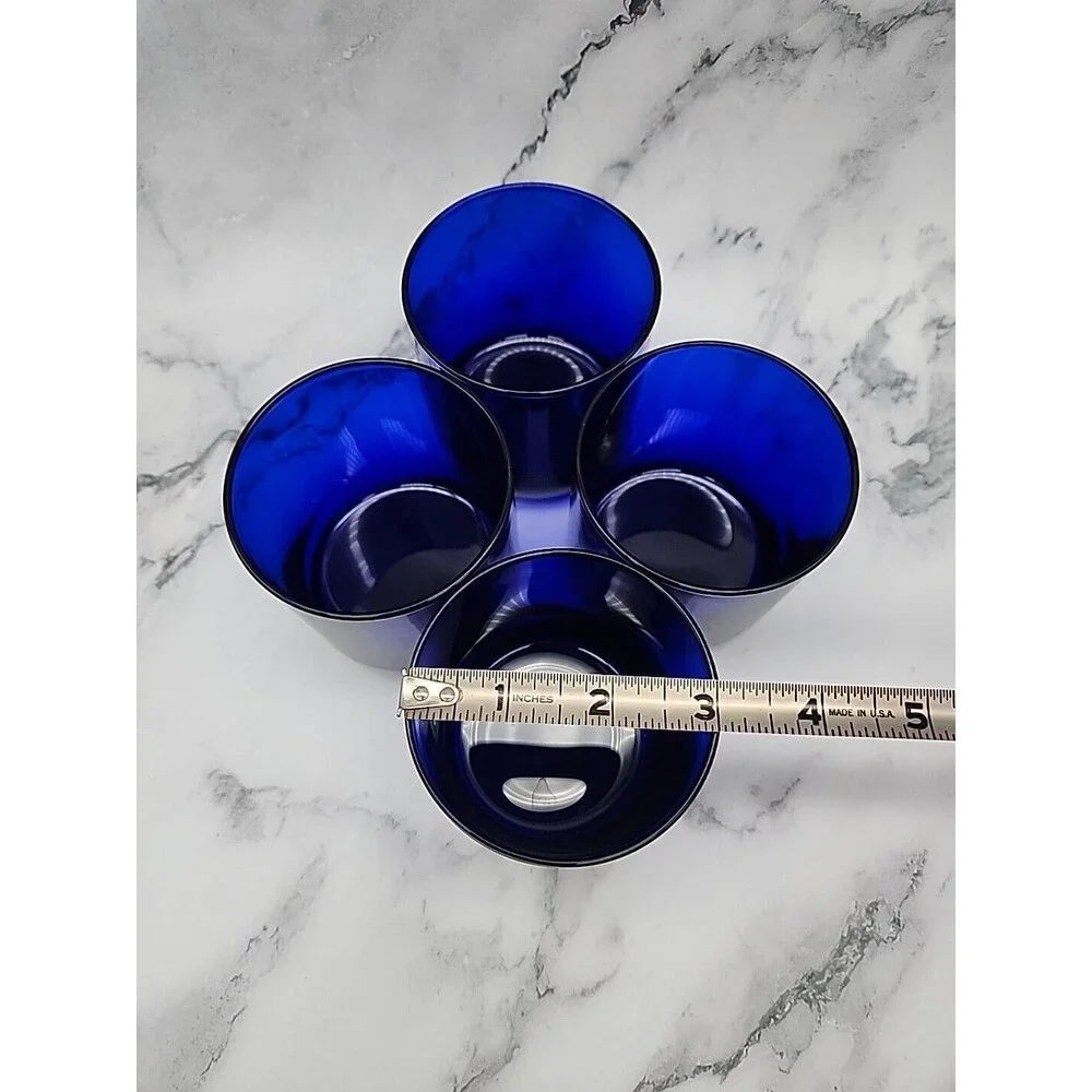 Vintage Libbey Metropolitan Cobalt Blue Round Bottom Old Fashioned Glasses 4